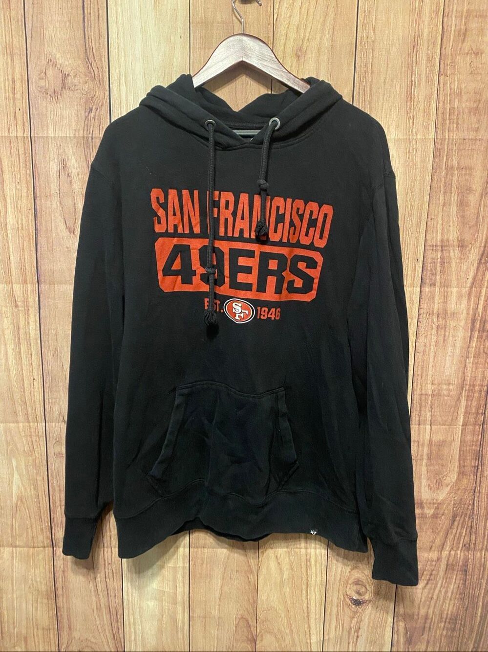 47 Brand XXL Black red San Francisco 49ers Box Out Headline Pullover hoodie